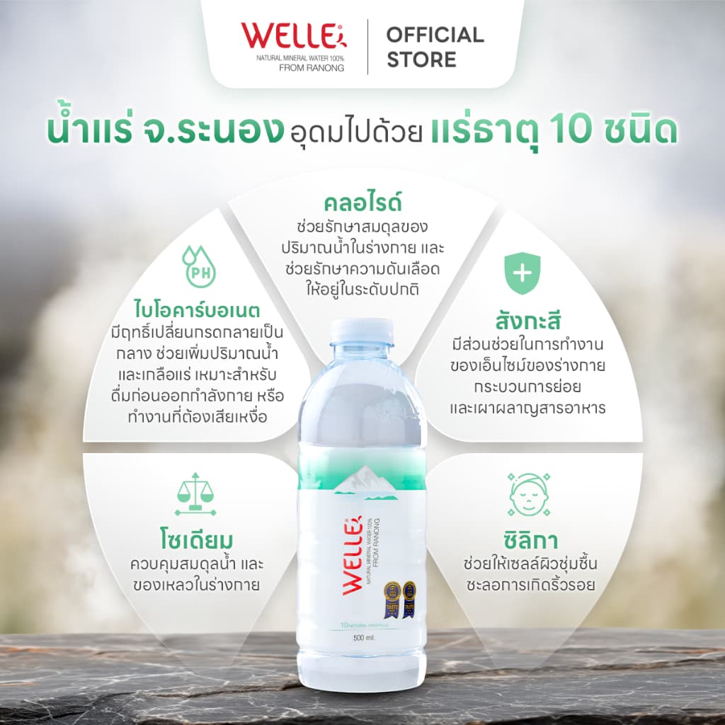 Welle Mineral Water น้ำแร่เวลล์เล่ 500 มิลลิลิตร 9 แพค จากแหล่งน้ำแร่ระนอง รูปที่ 6