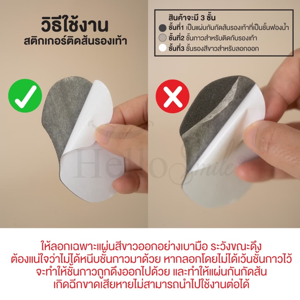 Hellosmile Heel Guard Pads รองส้นเท้า แผ่นรองส้น แบบนิ่ม เจ็บส้นเท้า คัชชู กันหลวม รองเท้ากัด รองเท้า รูปที่ 4