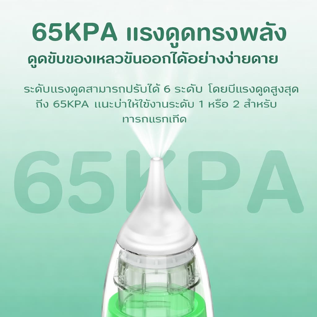 Dr.isla เครื่องดูดน้ำมูกเด็กไฟฟ้า 65kPa เสียงเงียบ 40dB ดูด 6 ระดับ + แถมจุก 4 แบบ ไม่เจ็บจมูก・มีไฟ-เพลงปลอบ U94 รูปที่ 5