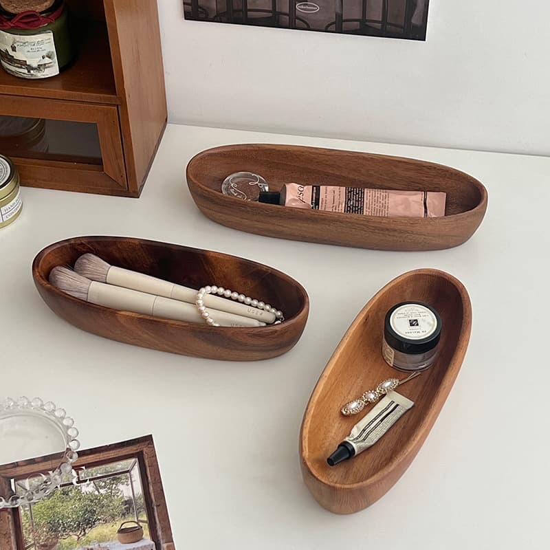 สไตล์วินเทจวอลนัทไม้กล่องเก็บเครื่องประดับถาดเก็บของจิปาถะจัดเรียงถาดเก็บเครื่องประดับ รูปที่ 7