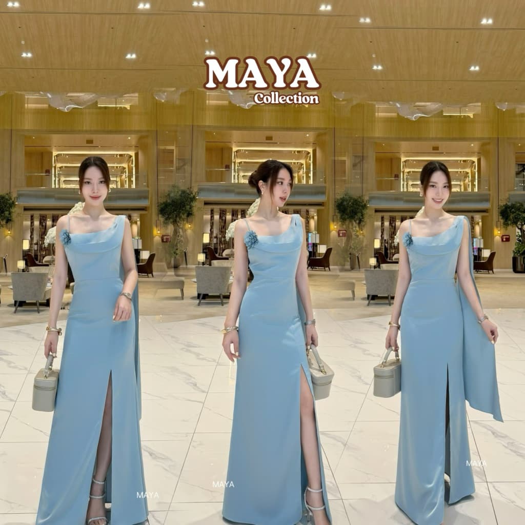 ชุดสไบ ชุดเพื่อนเจ้าสาว เข้าแล้วค่า MAYA s-xl ชุดไปงานแต่ง + ดอกไม้ G137 รูปที่ 5