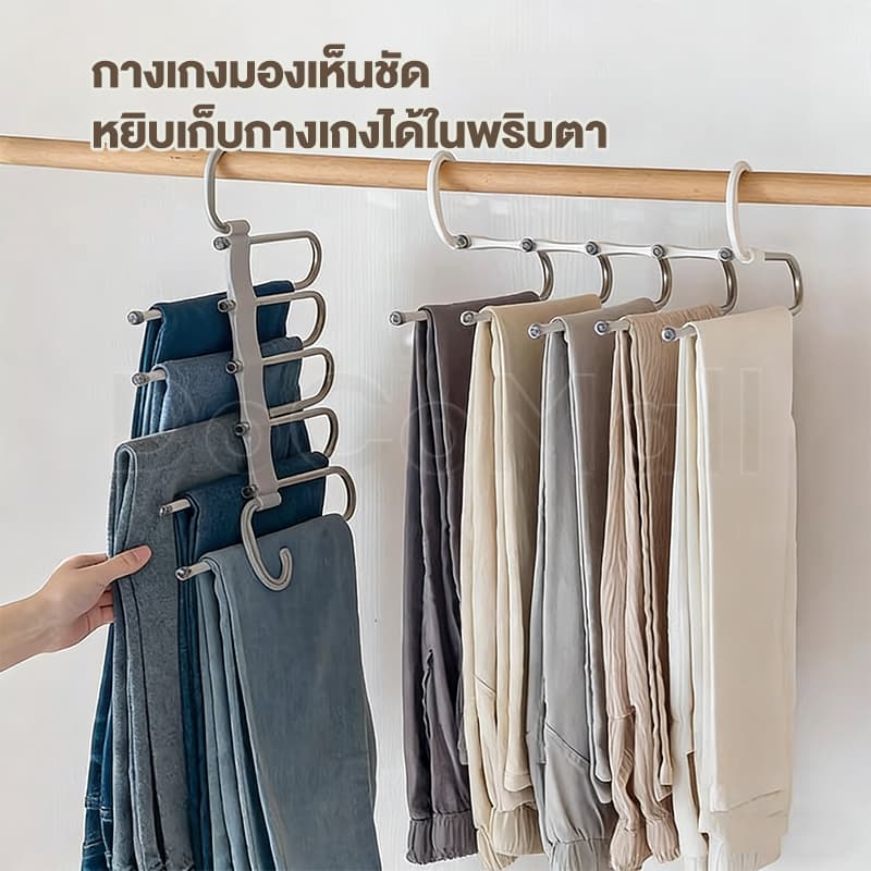 ไม้แขวนกางเกง สแตนเลส ขยายได้พับได้ สําหรับแขวนเสื้อผ้า กางเกงยีน ผ้าพันคอ ผ้าขนหนู หมุนปรับได้360องศา รูปที่ 3