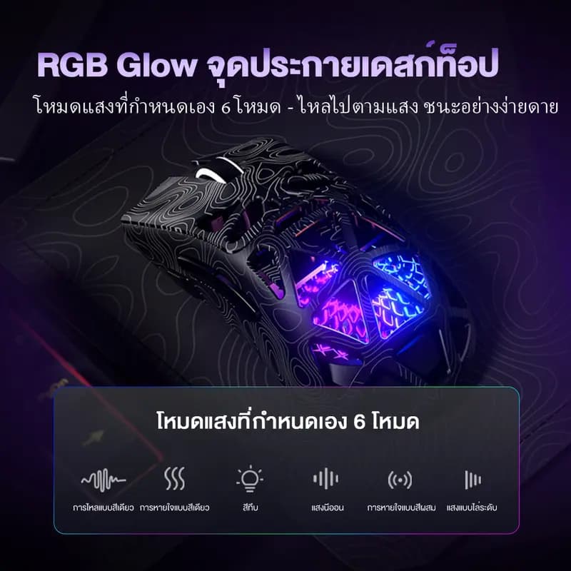 TechSavvy เมาส์ไร้สาย Hollow Out การออกแบบน้ําหนักเบา Tri-Mode 12000 DPI PAW3311 ปุ่มไฟเกมสํานักงานเมาส์ รูปที่ 6