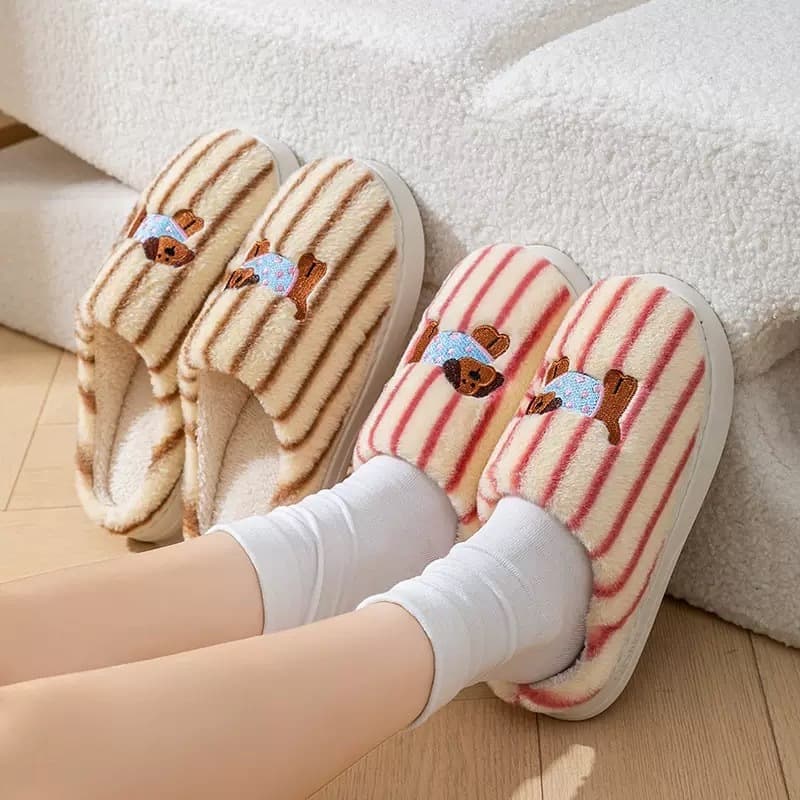 รองเท้าใส่ในบ้าน รองเท้ากำมะหยี่ สลิปเปอร์ พื้นยางPVC กันลื่น NO.T817 แนะนำเพิ่ม2ไซส์ รูปที่ 4