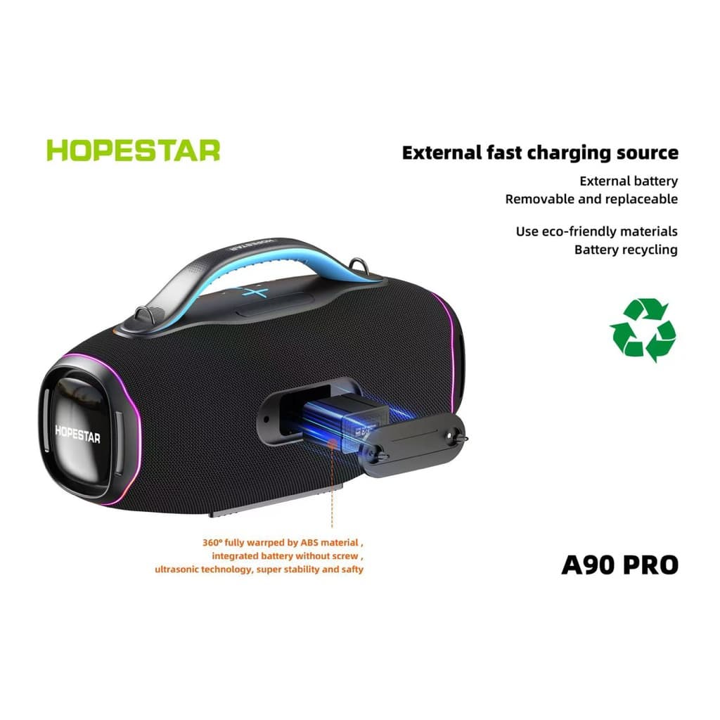 Hopestar A90PRO ลำโพงบลูทูธ 700วัตต์ แถมไมค์ลอย2อัน ลำโพง8ดอก ปรับเบส3โหมด มีไฟRGB รูปที่ 2