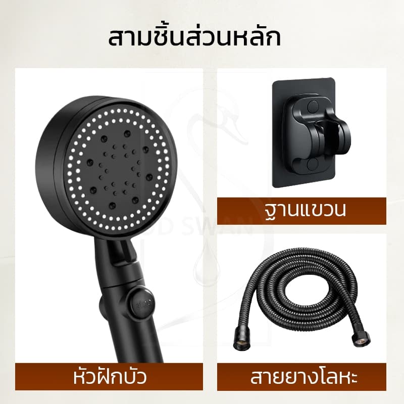 GOOD SWAN หัวฝักบัวอาบน้ำ ปรับแรงดันน้ำ 5 ระดับ ABS ทนทาน ใช้งานง่าย รูปที่ 3