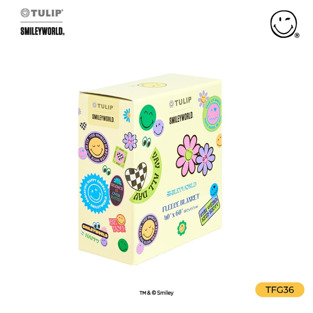 TULIP Fleece SmileyWorld ผ้าห่มขนแกะเทียม TFG36 สไมลีย์เวิลด์ ลิขสิทธิ์แท้ ผ้าห่มฟลีซ หนานุ่ม Smiley World รูปที่ 7