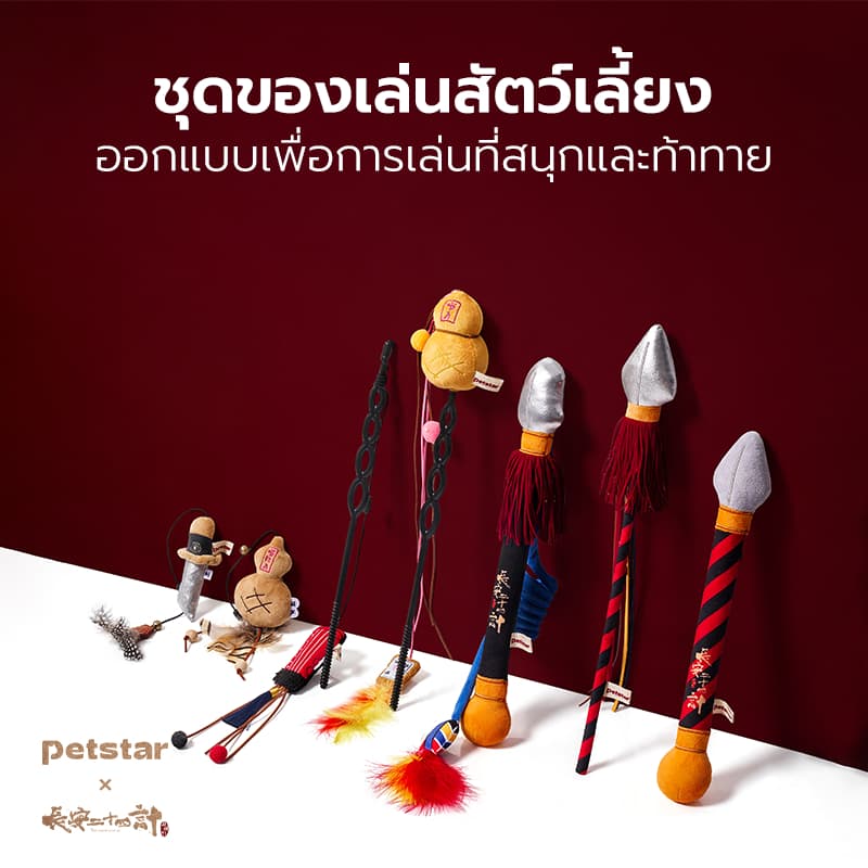 Petstar ไม้ตกแมว ของเล่นแมว Cat teaser wand ของเล่นสุนัข น้ำหนักเบา ช่วยกระตุ้นความสนใจ รูปที่ 2
