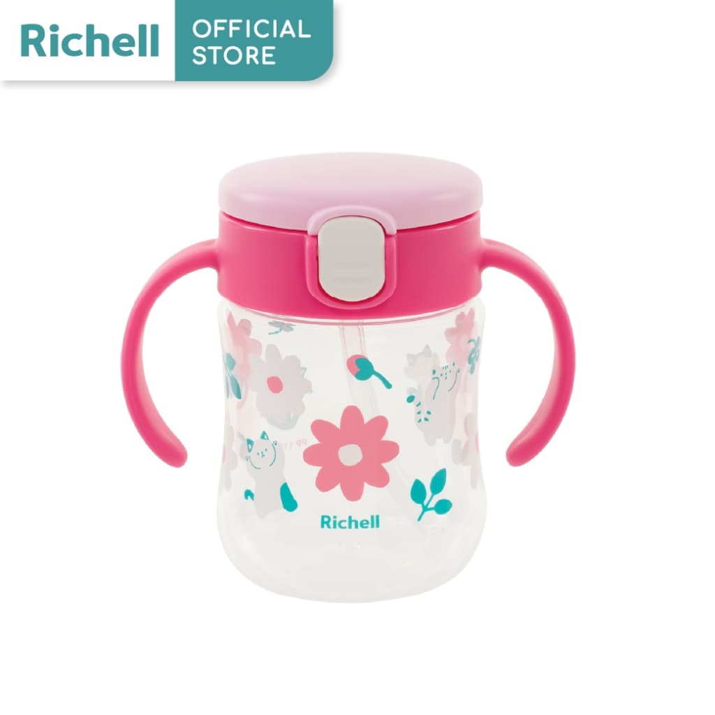 Richell MUGOOD! strawcup ลายใหม่ แก้วหัดดื่มกันสำลัก คว่ำไม่หก ตกไม่แตก ขนาด 200ml รูปที่ 2
