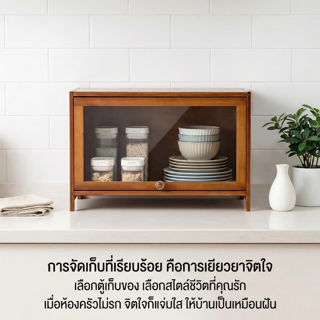ตู้ครัว ตู้เก็บของจาน ตู้เก็บจานแบบดึงออกได้ ป้องกันฝุ่นและแมลง ดีไซน์เรียบง่าย รับน้ำหนักได้มาก รูปที่ 4
