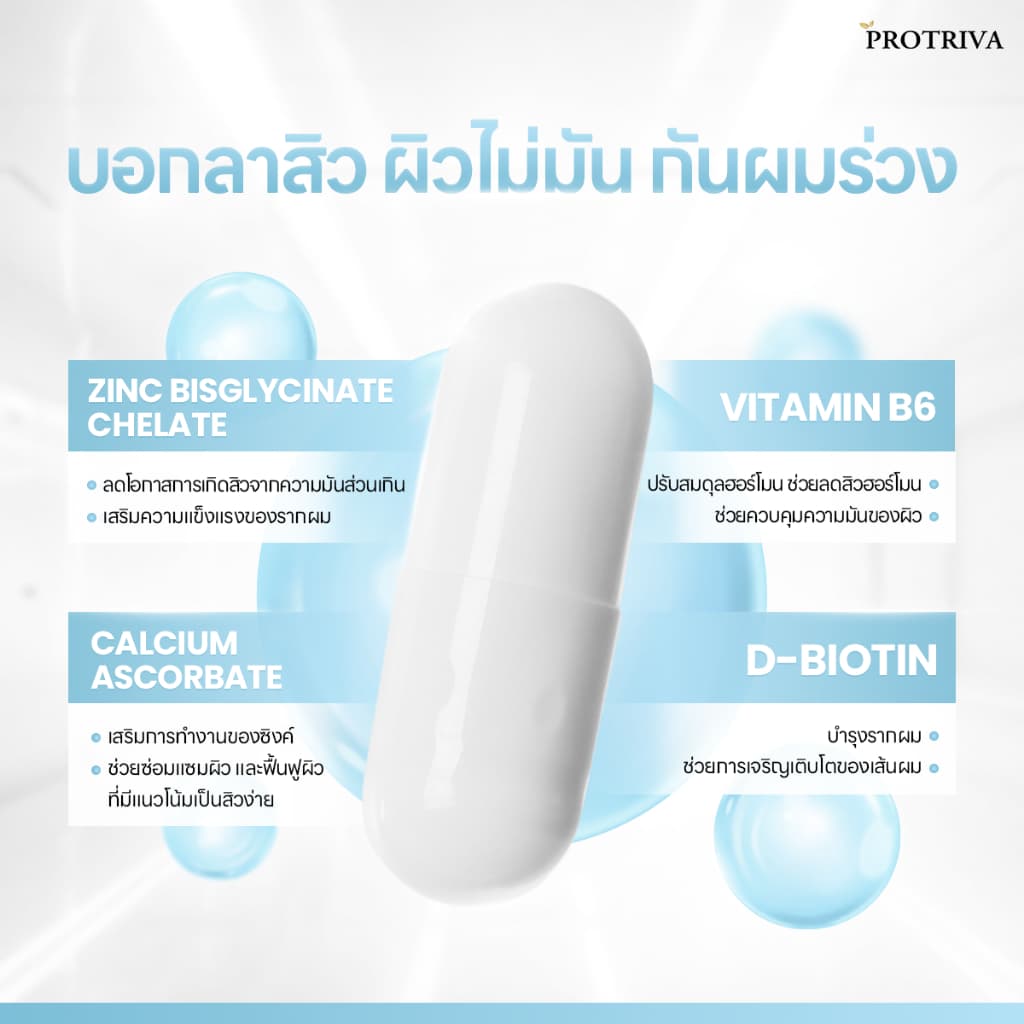 Protriva Liposomal Bio-Vit C 1000 + Zinc Bisglycinate Plus เซตเสริมภูมิคุ้มกัน ดูแลสิว ผิว เล็บ ผม รูปที่ 8