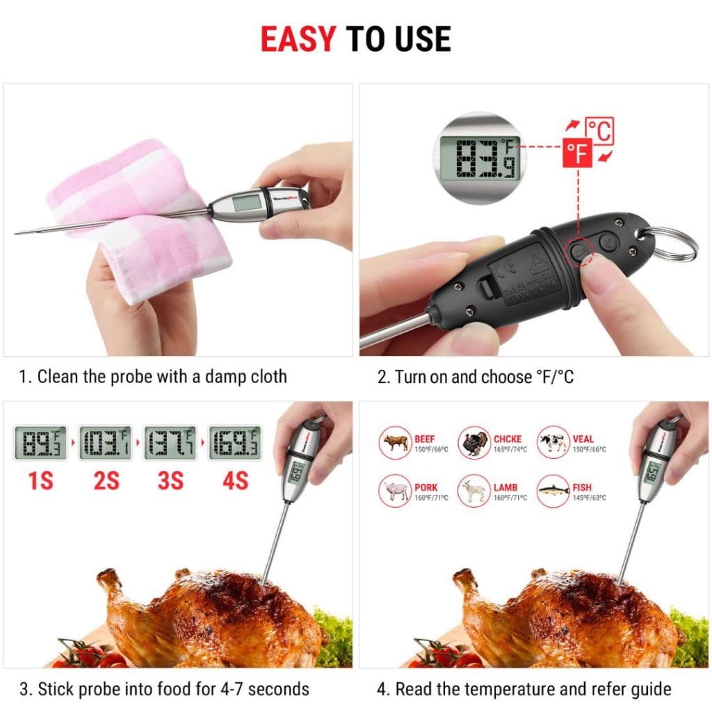 ThermoPro TP-02S เทอร์โมมิเตอร์วัดอุณหภูมิอาหาร วัดอุณหภูมิเนื้อสัตว์ เเบบปากกาดิจิทัล อ่านค่าไว BBQ รูปที่ 5