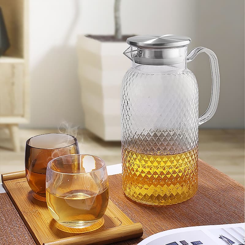 เหยือกน้ำ แบบใส ความจุ 1000ML/1500ML เหยือกพลาสติกพีซี ตกไม่แตก ทนความร้อน/เย็น พร้อมฝาปิดสแตนเลส รูปที่ 9