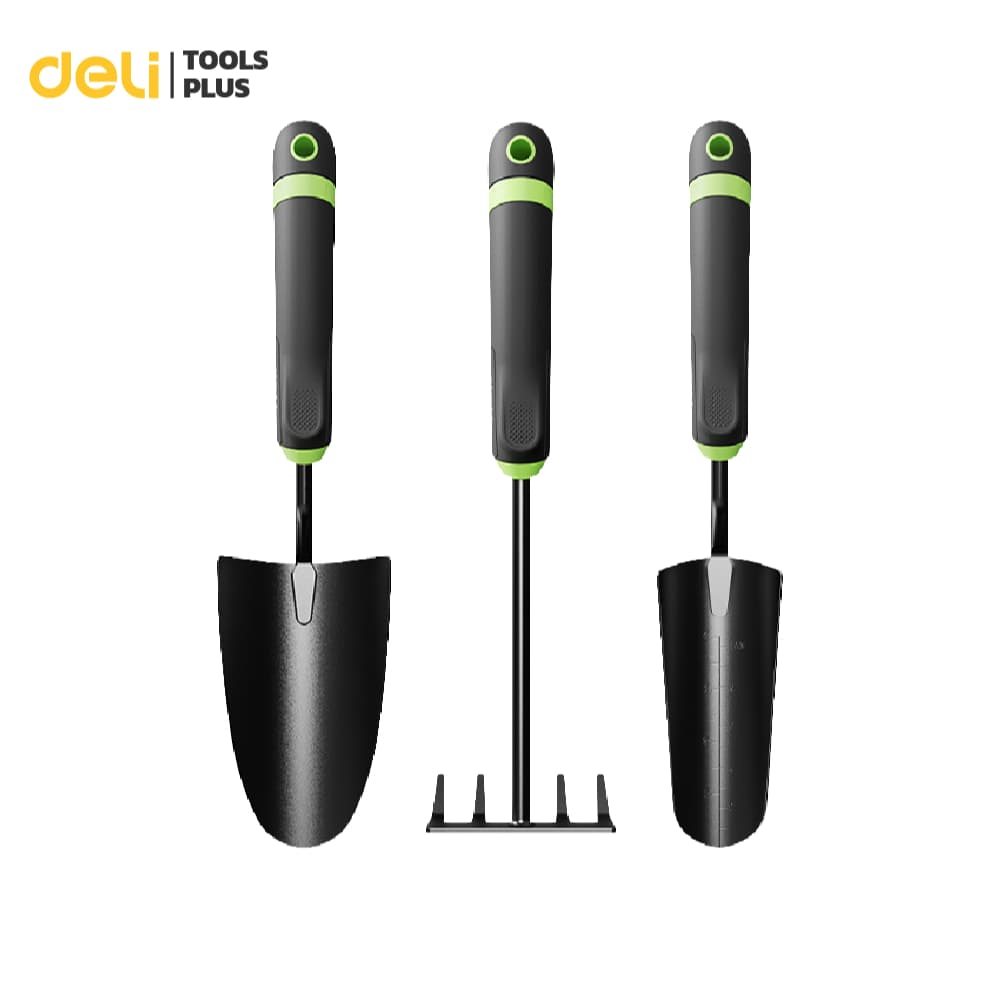 Deli ชุดอุปกรณ์ทำสวน 3 แบบ ชุดจอบทำสวน คราด จอบขุดสวน อุปกรณ์ตกแต่งสวน Gardening Tools รูปที่ 1
