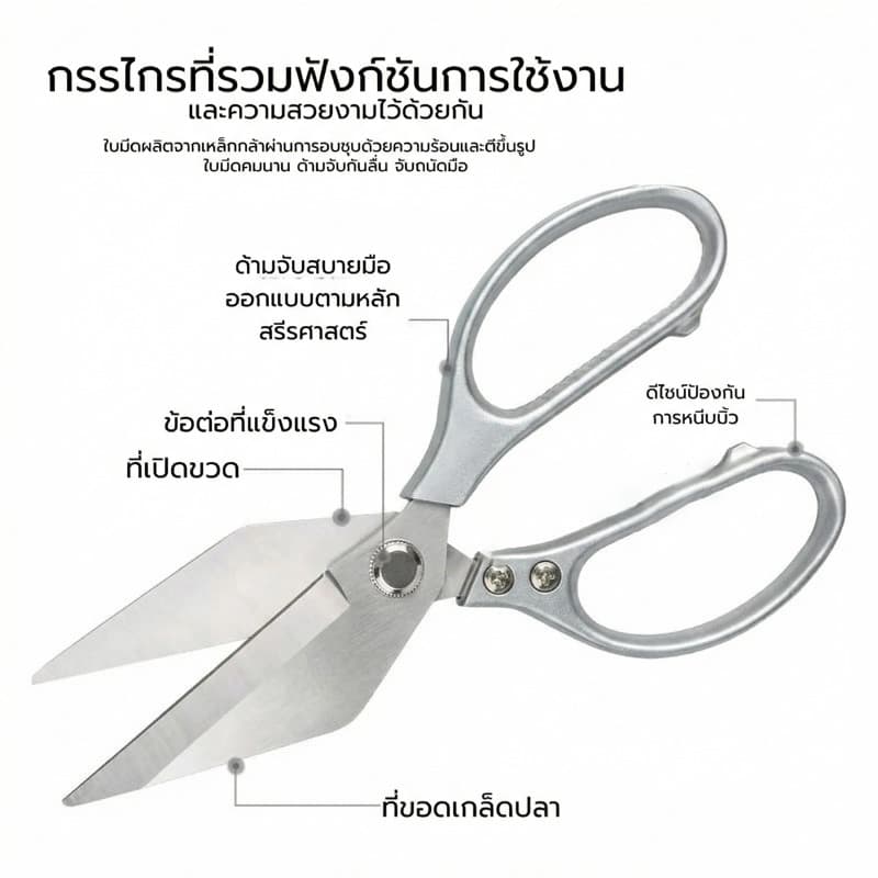 กรรไกรสแตนเลสอเนกประสงค์ 3 in 1 ตัดกระดูก เปิดขวด รูปที่ 7
