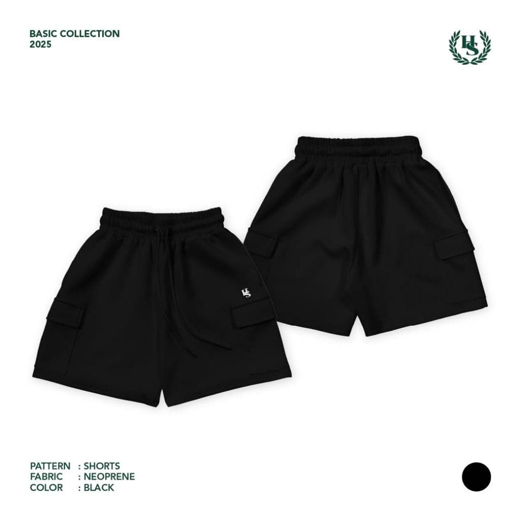 Highschool Basic Collection : Relax Comfy Neoprene Cargo Shorts Women กางเกงคาร์โก้ ขาสั้น- BTG35850 รูปที่ 4