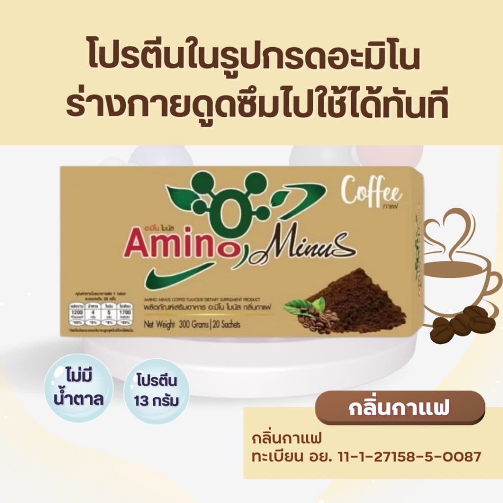 7.7 Amino Minus อะมิโนไมนัส โปรในตะกร้า! โปรตีน 1 กล่อง 20 ซอง โปรตีนดูดซึมไว ไม่มีน้ำตาล รูปที่ 9