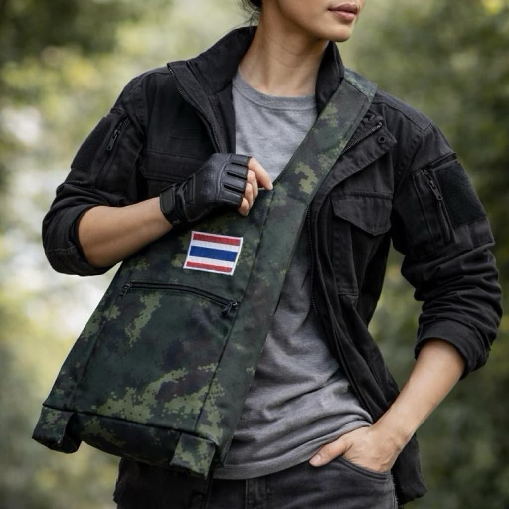 ย่ามลายพราง2 ซิป ติดธง ขนาด 10x11นิ้ว ติดธงงงงง รูปที่ 2