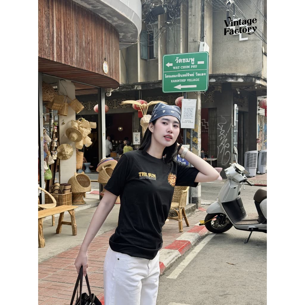VINTAGE FACTORY เสื้อยืด Cotton100% THE SUN - เทคนิคซิลค์สกรีน สีจมลงเนื้อผ้าติดแน่นทนนาน รูปที่ 3