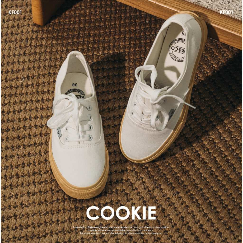 KIM&CO. Cookie รองเท้าผ้าใบแฟชั่นผู้หญิง สีครีมน้ำตาล ใส่แล้วเท้าเรียว ขับสีผิวให้ดูสว่างขึ้น รูปที่ 3