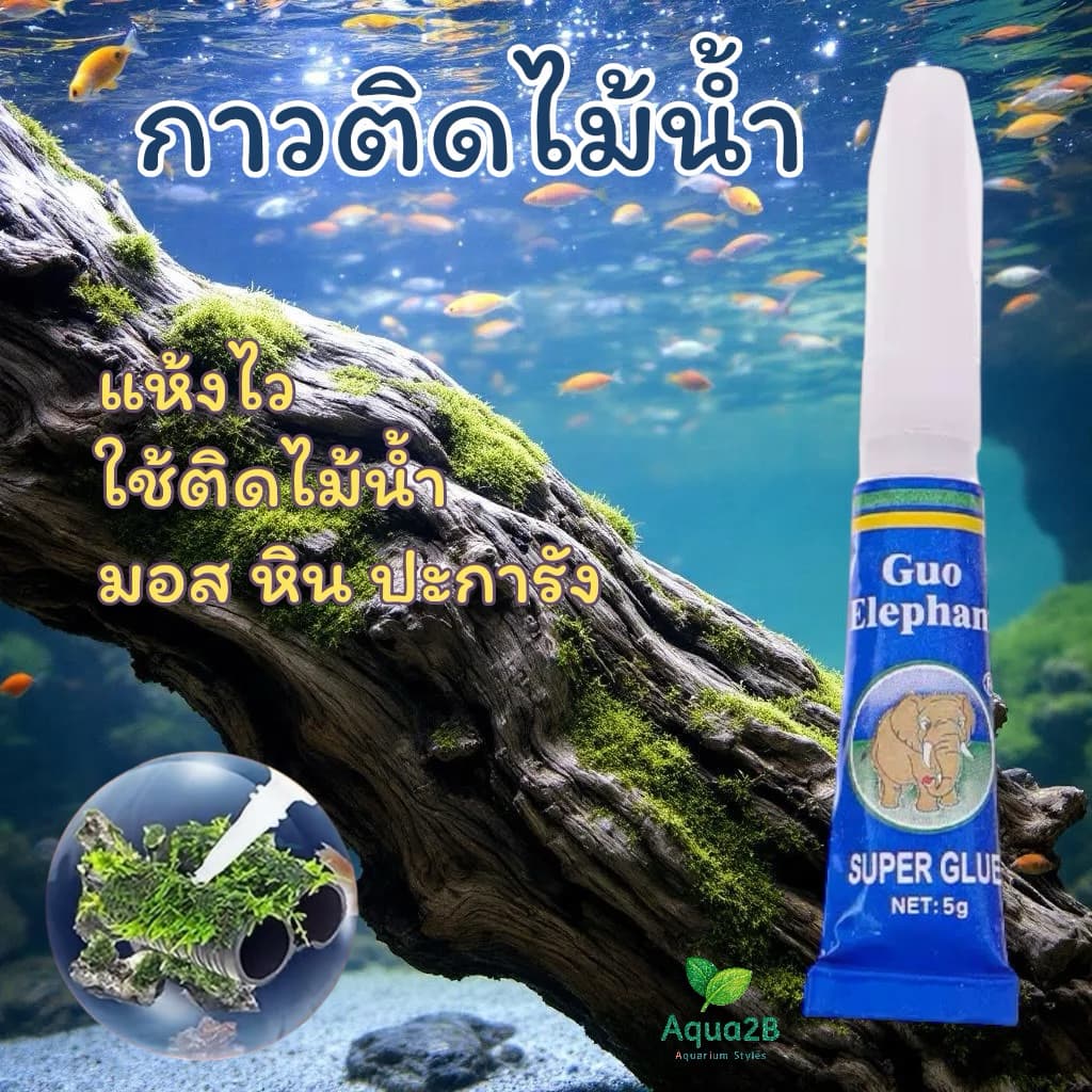 กาวติดมอส ไม้น้ำ ปะการัง หิน ขอนไม้ INSTANT GLUE หลอดฟ้า 5 กรัม รูปที่ 1