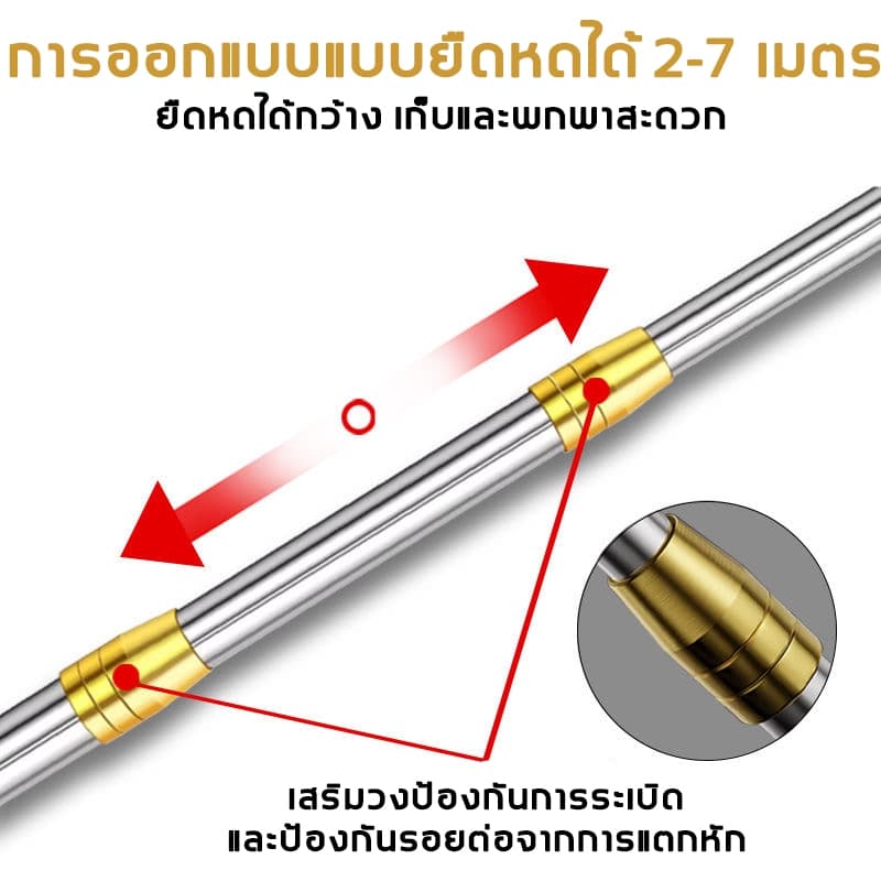 ตะกร้อสอยผลไมั แถมถุงตาข่าย ด้ามยืดหดได้ เก็บผลไม้เร็ว ไม้สอยผลไม้ ตะกร้อสอยมะม่วง3/4/5/6/7/10M สแตนเลส รูปที่ 3