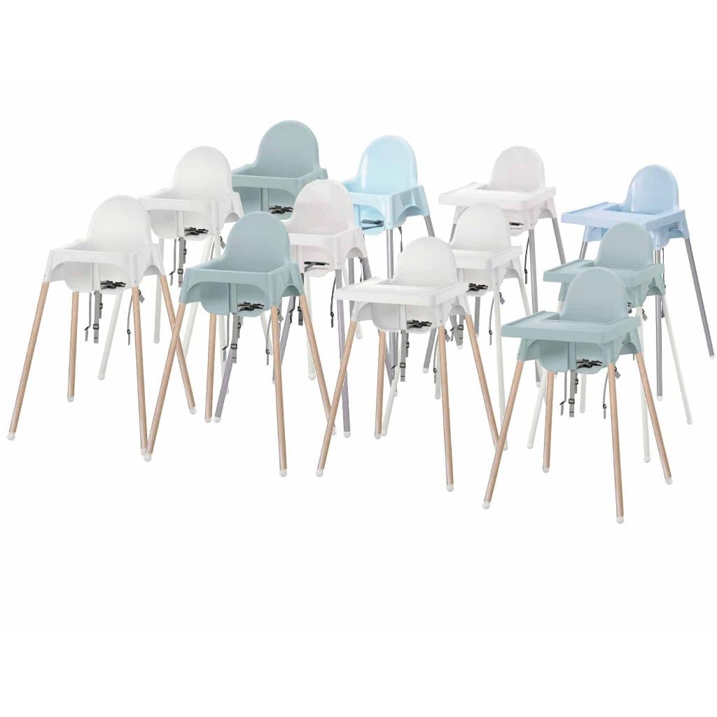IKEA ANTILOP เก้าอี้สูง เก้าอี้กินข้าวเด็ก พร้อมถาดวาง ขาว ฟ้า ขาสีเทา ขาว ไม้ รูปที่ 2