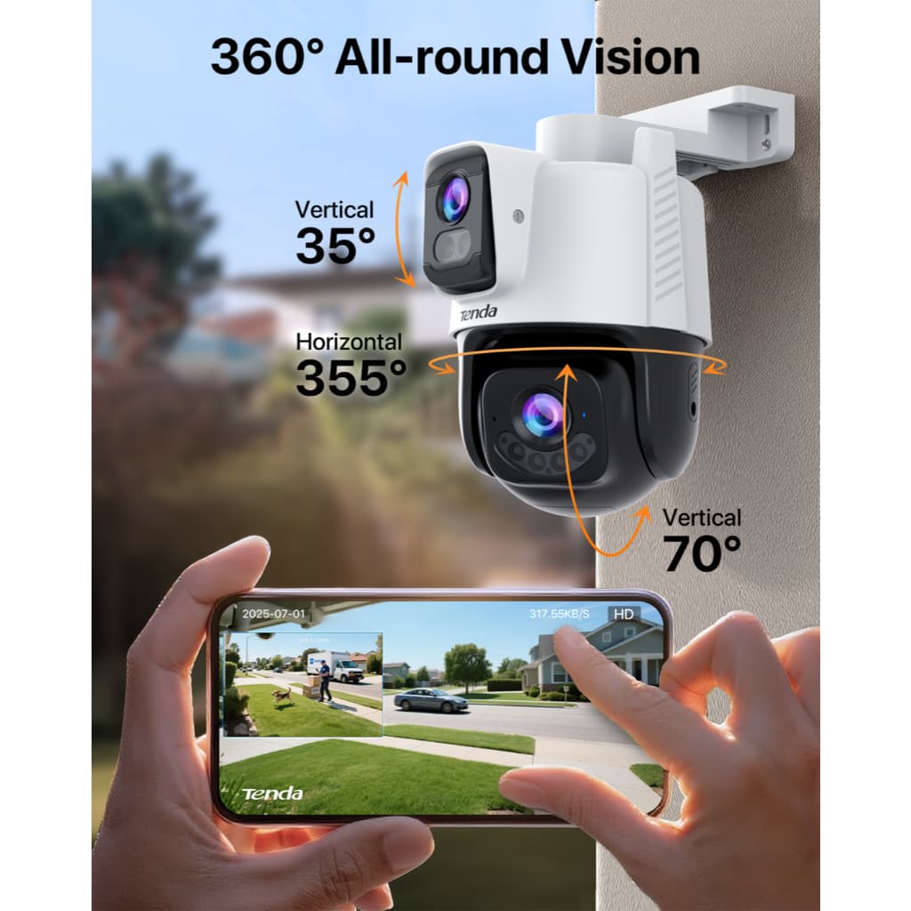 Tenda CH9 Outdoor Security เลนส์คู่ Wi-Fi Pan/Tilt CCTV Camera 6MP Color Night Vision Dual lens รูปที่ 4