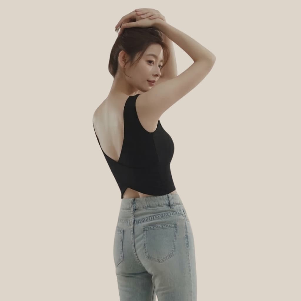 WsimpleBra | Gaia Crop Top เสื้อกล้าม ทรงครอป ไขว้หลัง มีบราในตัว เลิกใส่ชุดชั้นในและซิลิโคลปิดจุก รูปที่ 6