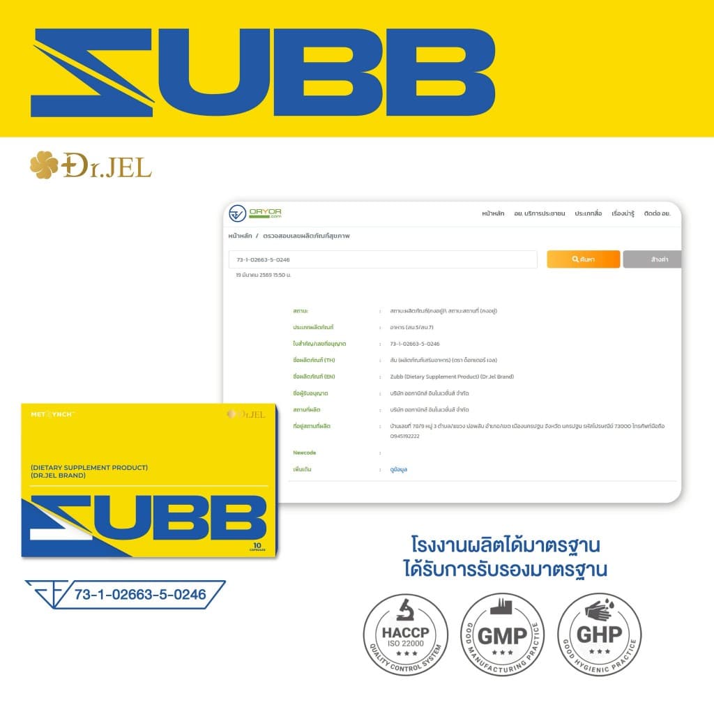 Dr.Jel ZUBB เม็ดลีนเจพุฒ ลดน้ำหนัก คุมหิว บล็อคแป้ง น้ำตาล ไขมัน เร่งเผาผลาญ ด็อกเตอร์เจล รูปที่ 8