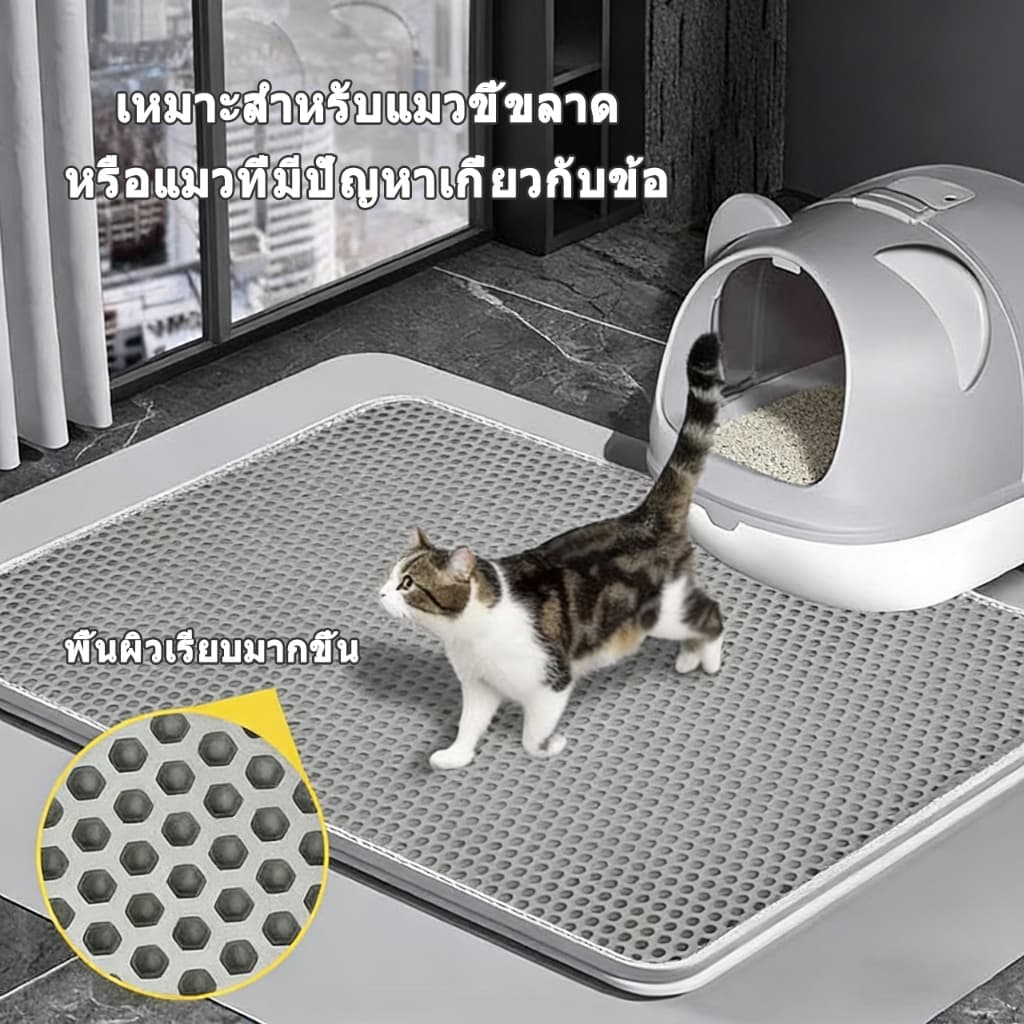 แผ่นดักทรายแมว พรมดักทรายแมว พรม 2 ชั้น EVA ช่วยดัก ทรายแมว ที่ติดตามเท้า แผ่น รอง ทรายแมว ขนาด ใหญ่ แผ่นรองท รูปที่ 7