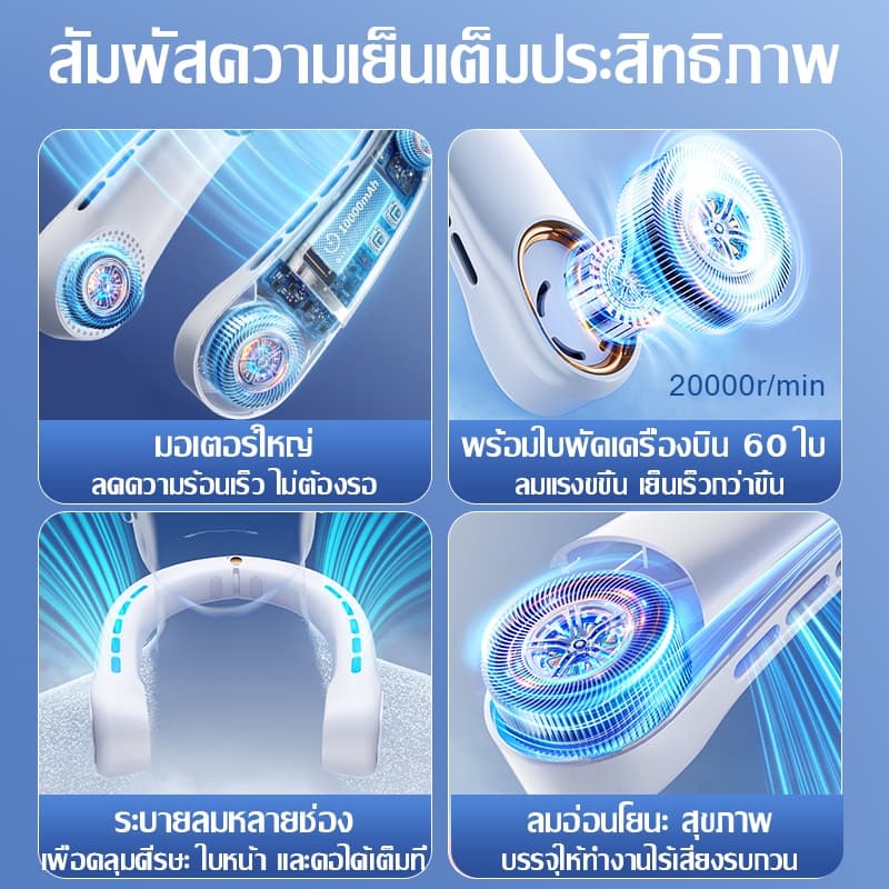 Elago พัดลมห้อยคอ 10000mAh หน้าจอดิจิทัล 5 ระดับความเร็วลม พัดลมระบายความร้อน พัดลมพกพา รูปที่ 4