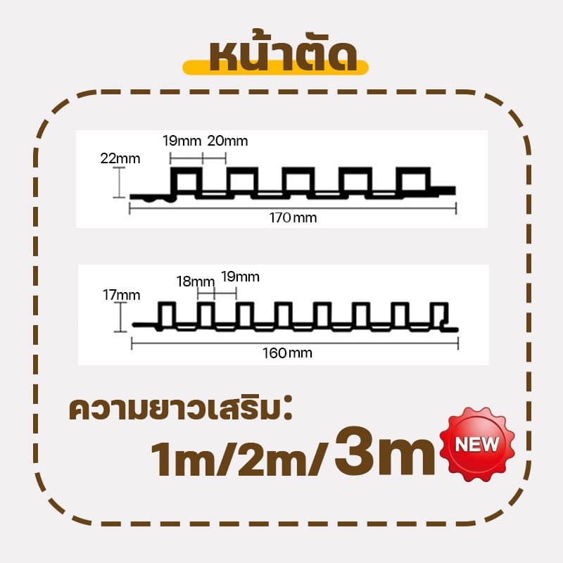แข็งแรงทนทานยิ่งขึ้น ไม้ระแนงเทียม WPC ยาว1m/2m/3m ตกแต่งผนัง กันน้ำและกันคราบ ทนไฟและสารหน่วงไฟ ระแนงไม้เทียม ติดผนัง รูปที่ 7