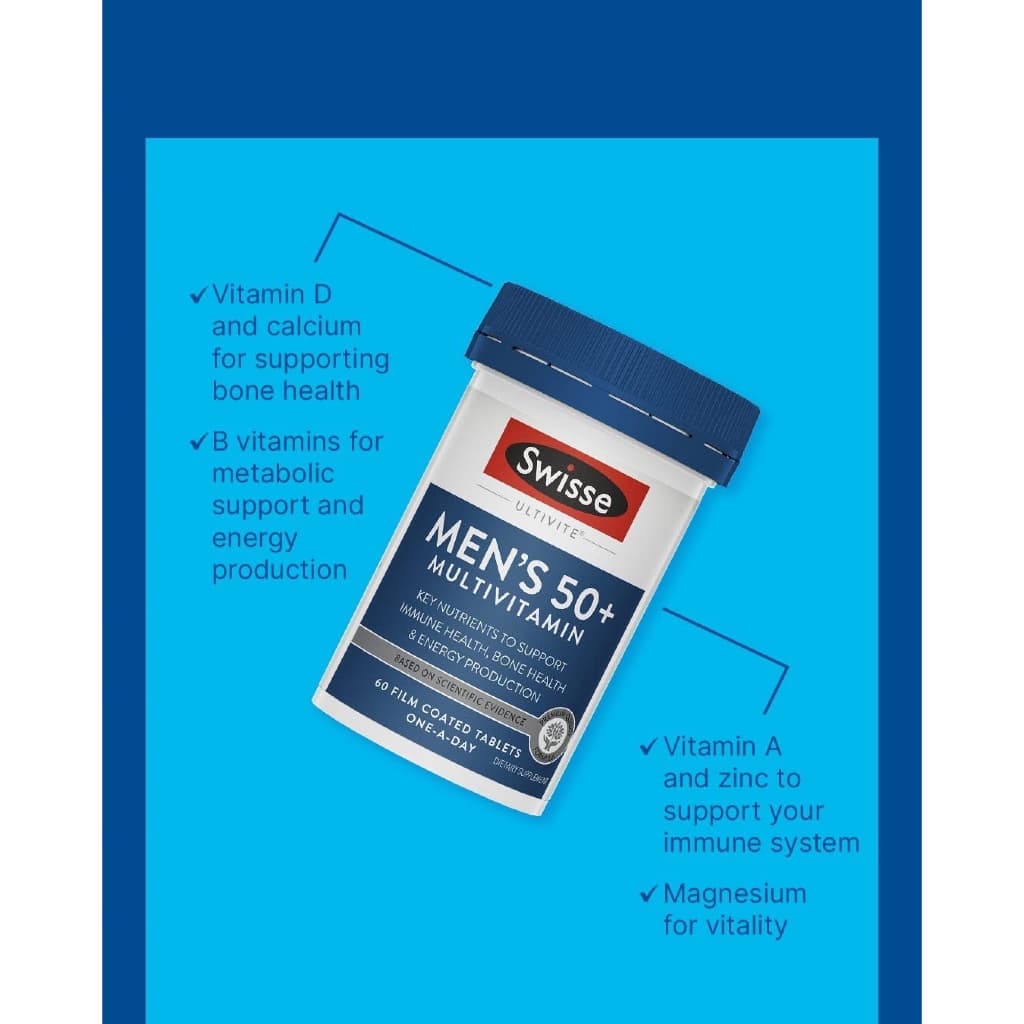 Swisse Men's 50+ Multivitamin 90 เม็ด วิตามินเสริมสำหรับชายวัย 50+ EXP07/2027 รูปที่ 4