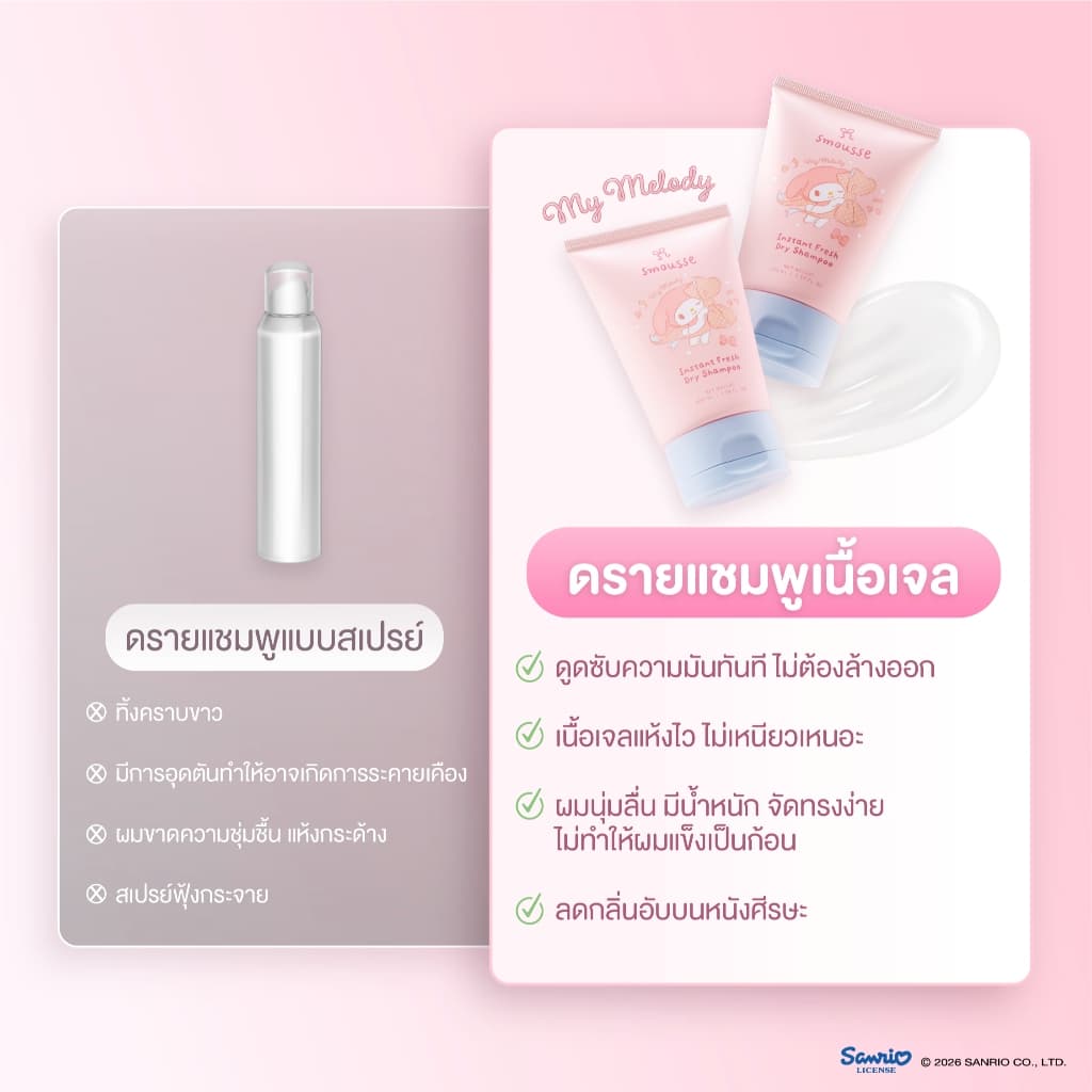 smousse fresh dry shampoo 100ml & hair leave-in foam strawberry cake 100ml รูปที่ 5