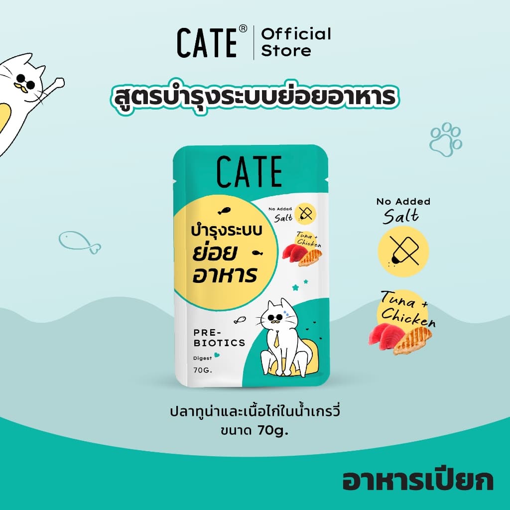 พรีไบโอติกแมว CATE เคท อาหารเปียกแมว ขนมแมวเลีย บำรุงระบบย่อยอาหาร เซต อาหารแมวท้องผูก ขับถ่ายคล่อง รูปที่ 3