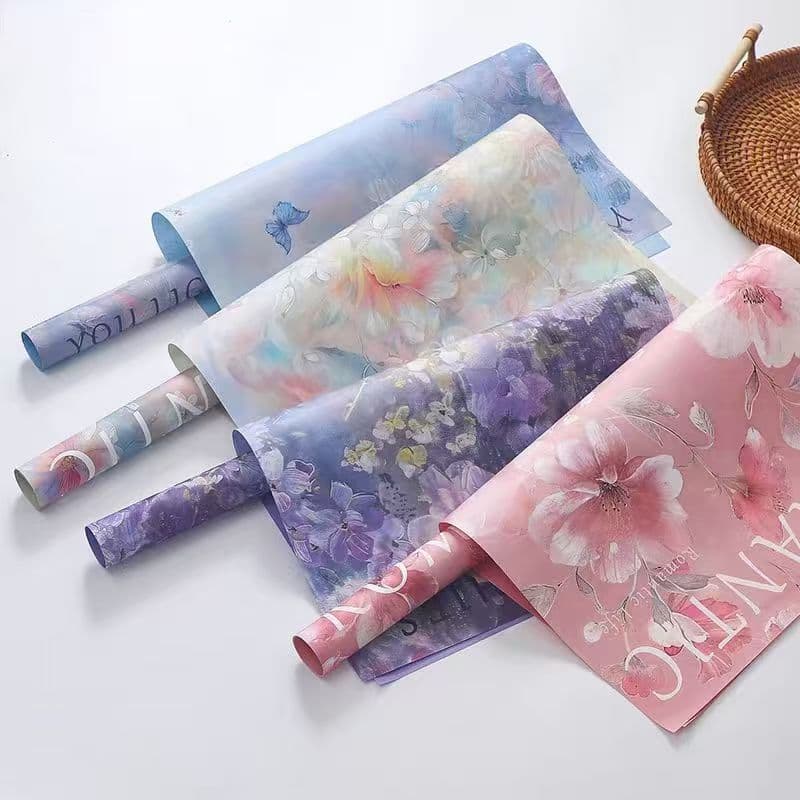 BAG 10แผ่น/แพ็ค กระดาษห่อช่อดอกไม้ แบบช่อ ช่อใหญ่ กระดาษห่อของขวัญ ลายดอกไม้ สีพลาสเทล ตกแต่ง ตัดแต่งดอกไม้ รูปที่ 3
