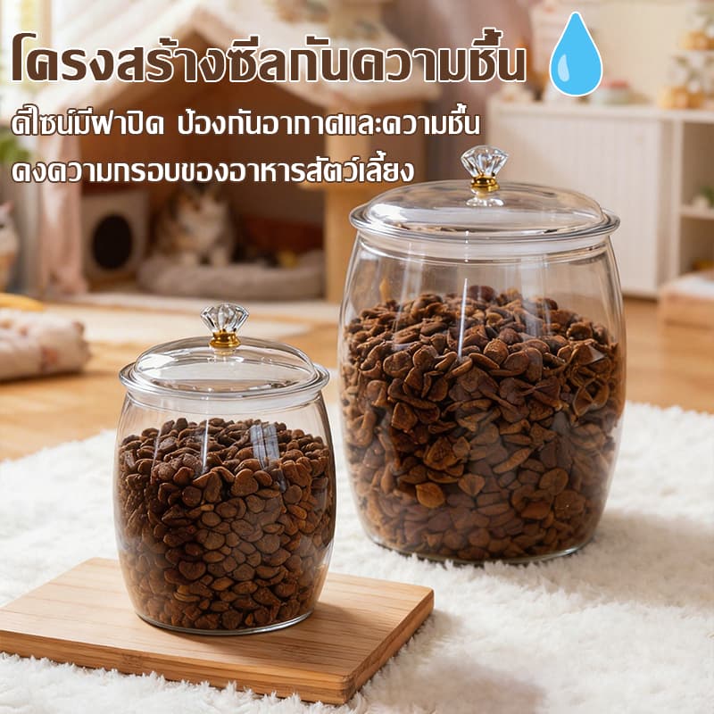 ภาชนะเก็บอาหารขนาดใหญ่สำหรับแมวและสุนัข ป้องกันการเจริญเติบโตของแบคทีเรียและรักษาอาหารให้แห้ง รูปที่ 3