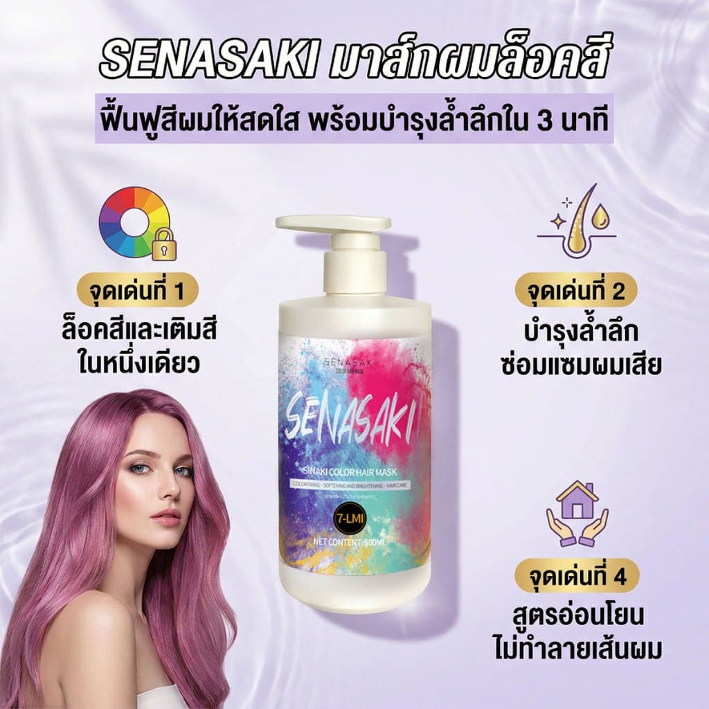 SENASAKI เคราตินบำรุงผม ช่วยชะลอการซีดจางของเส้นผมหลังการย้อมผมได้อย่างดี บำรุงเส้นผมได้SENASAKI เคราตินบำรุงผม ช่วยชะลอ รูปที่ 5