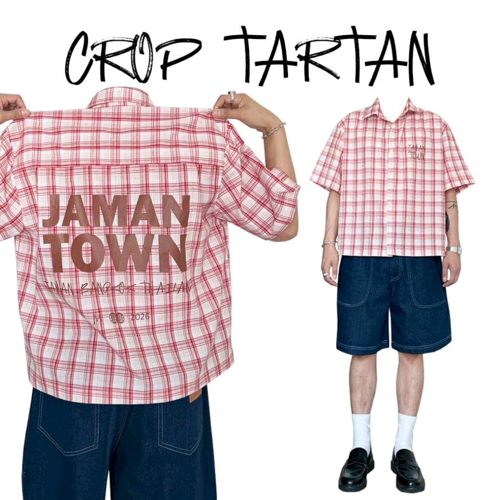JAMANBKK / CROP TARTAN / เสื้อเชิ้ตทรง Oversize Crop ลายสก็อต รูปที่ 3
