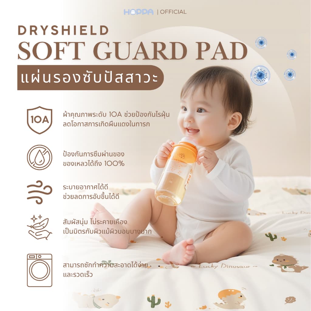 HOPPA Soft Guard Pad+ ผ้าซับปัสสาวะ ใช้สำหรับซับฉี่ ปูรองนอน รองเปลี่ยนผ้าอ้อม แผ่นรองซับปัสสาวะ รูปที่ 2