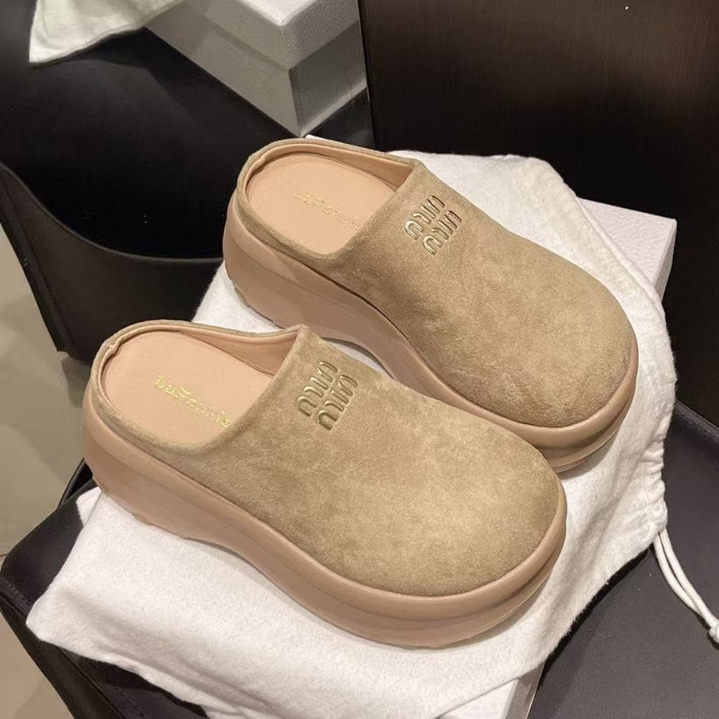 รองเท้าส้นสูง Birkenstock สีแอปริคอตสำหรับผู้หญิงรุ่นใหม่ ดีไซน์แพลตฟอร์ม เหมาะกับทุกฤดูกาล สไตล์ลำลอง ช่วยเพิ่มความสูง รูปที่ 3