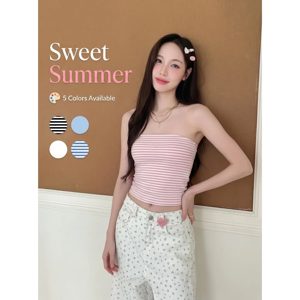 Basic Bodycon Plain Tube Top เสื้อเกาะอก ผ้ายืดรัดรูป หลายสี ทําจากผ้าฝ้ายบางเย็น | Black Cherry รูปที่ 2