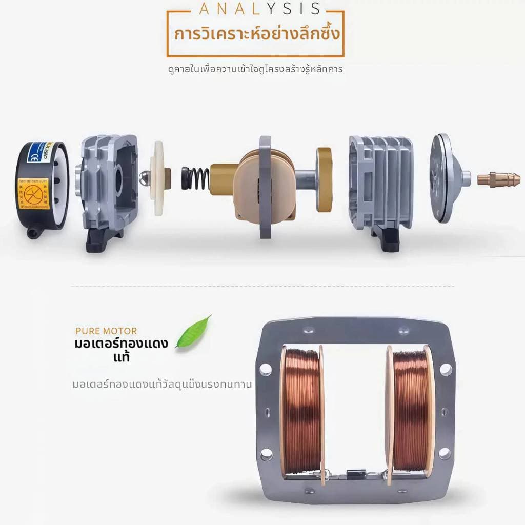RESUN ปั๊มเติมออกซิเจนในบ่อปลา 220V ACO-001/002/003/005/008Bปั๊มออกซิเจนแม่เหล็กไฟฟ้า เครื่องออกซิเจนเสียงต่ำ รูปที่ 5