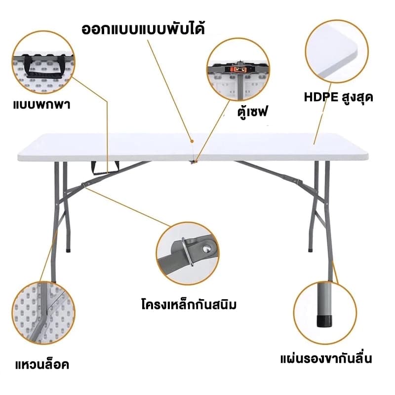โต๊ะพับได้ โต๊ะแคมป์ปิ้ง โต๊ะอเนกประสงค์ รับน้ำหนักได้500kg เที่ยวแคมป์ปิ้ง โต๊ะวางของ รูปที่ 6
