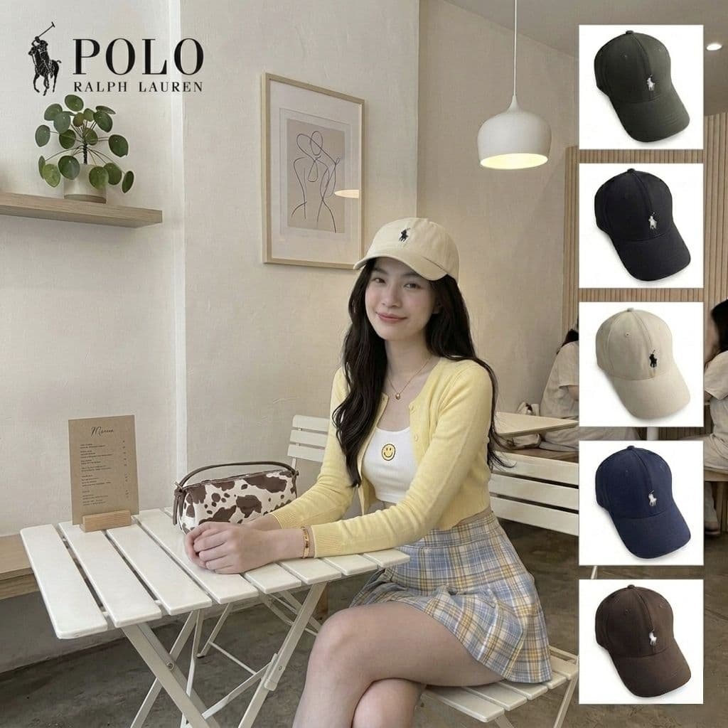 หมวกโปโล Polo 100% ผู้ชาย/ผู้หญิง ทรงเบสบอล ปรับสายด้านหลัง รูปที่ 6
