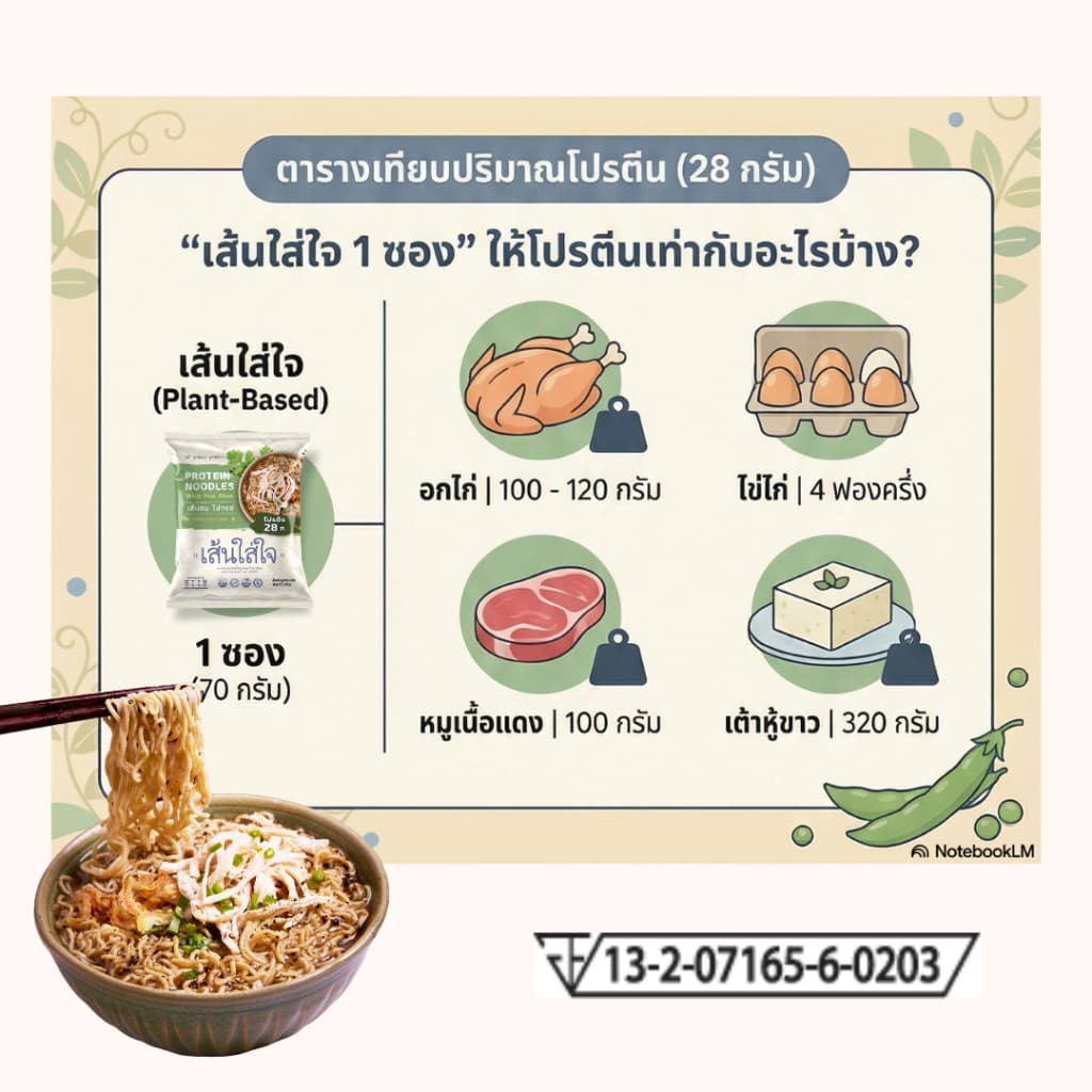 บะหมี่เส้นโปรตีนสูงกึ่งสำเร็จรูป โปรตีนพืช 27-28กรัม อร่อยมาก พลัสไฟเบอร์ อบ ไม่ทอด เส้นใส่ใจ รูปที่ 3