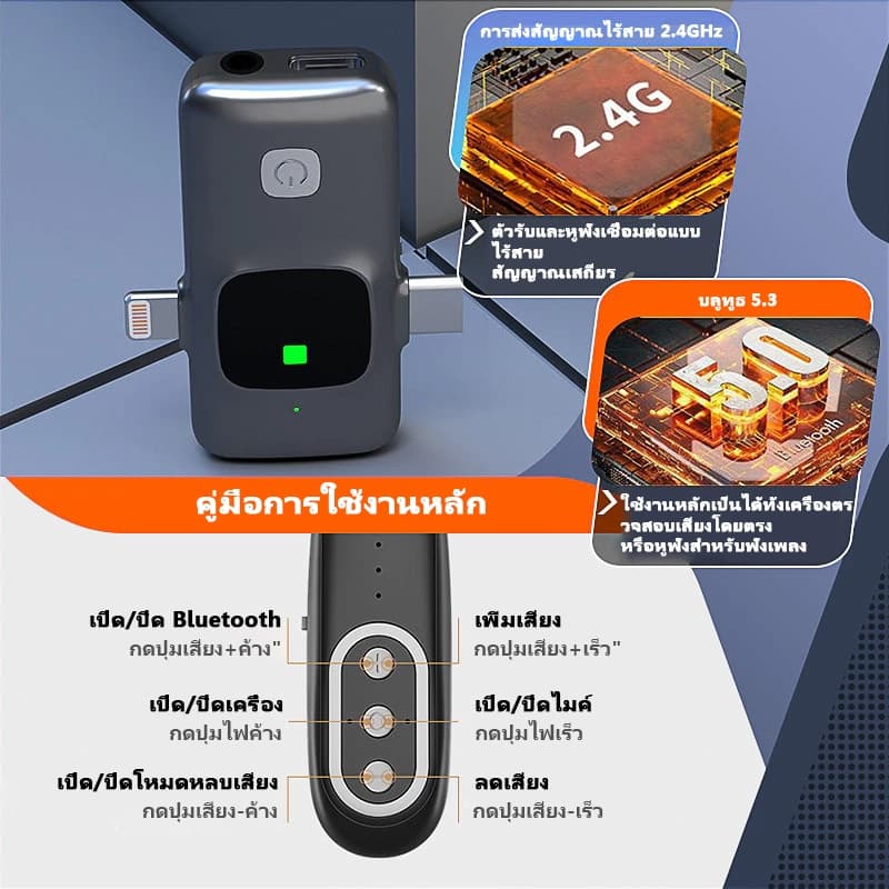 NETPAC E8การ์ดเสียงไร้สายลดเสียงรบกวน แบบแขวนคอ ใช้ได้ทั้งถ่ายทอดสด ร้องคาราโอเกะ และอัดเสียง พร้อมรีโมทควบคุม รูปที่ 3