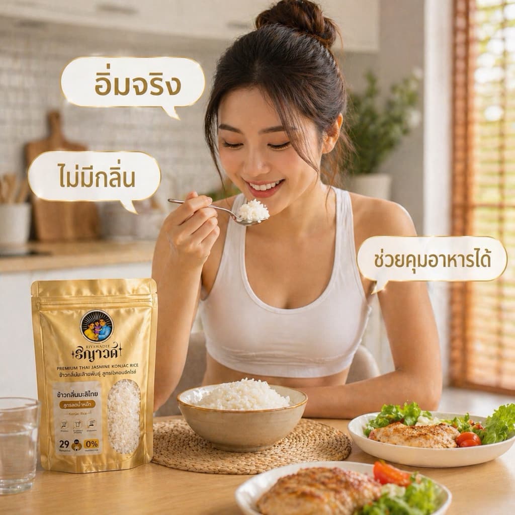ข้าวบุกแคลน้อย สำหรับคนคุมอาหาร เซ็ต 50ซอง แถม 10ซอง ซองพกพา 29kals/ซอง อาหารคลีน รูปที่ 2