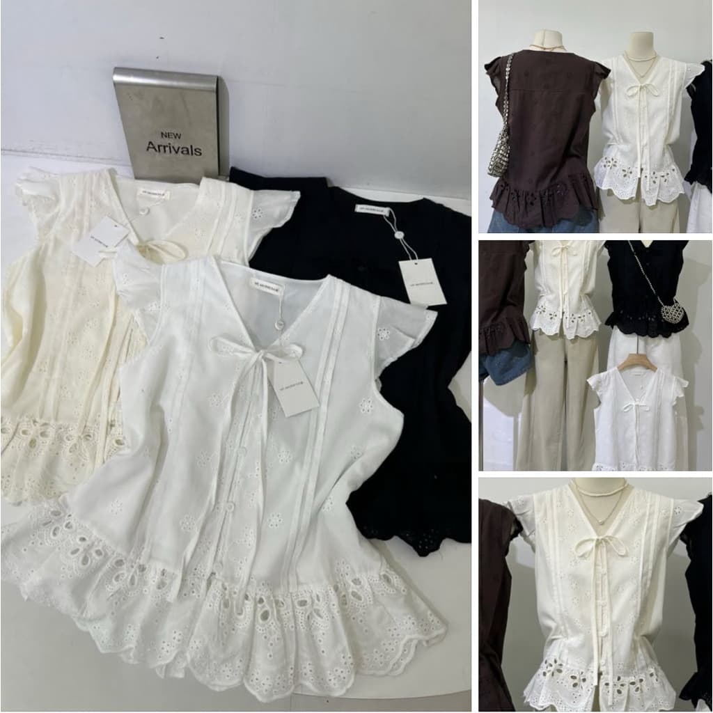 เสื้อแขนระบายผ้าคอทตอนฉลุสวยมาก รูปที่ 2